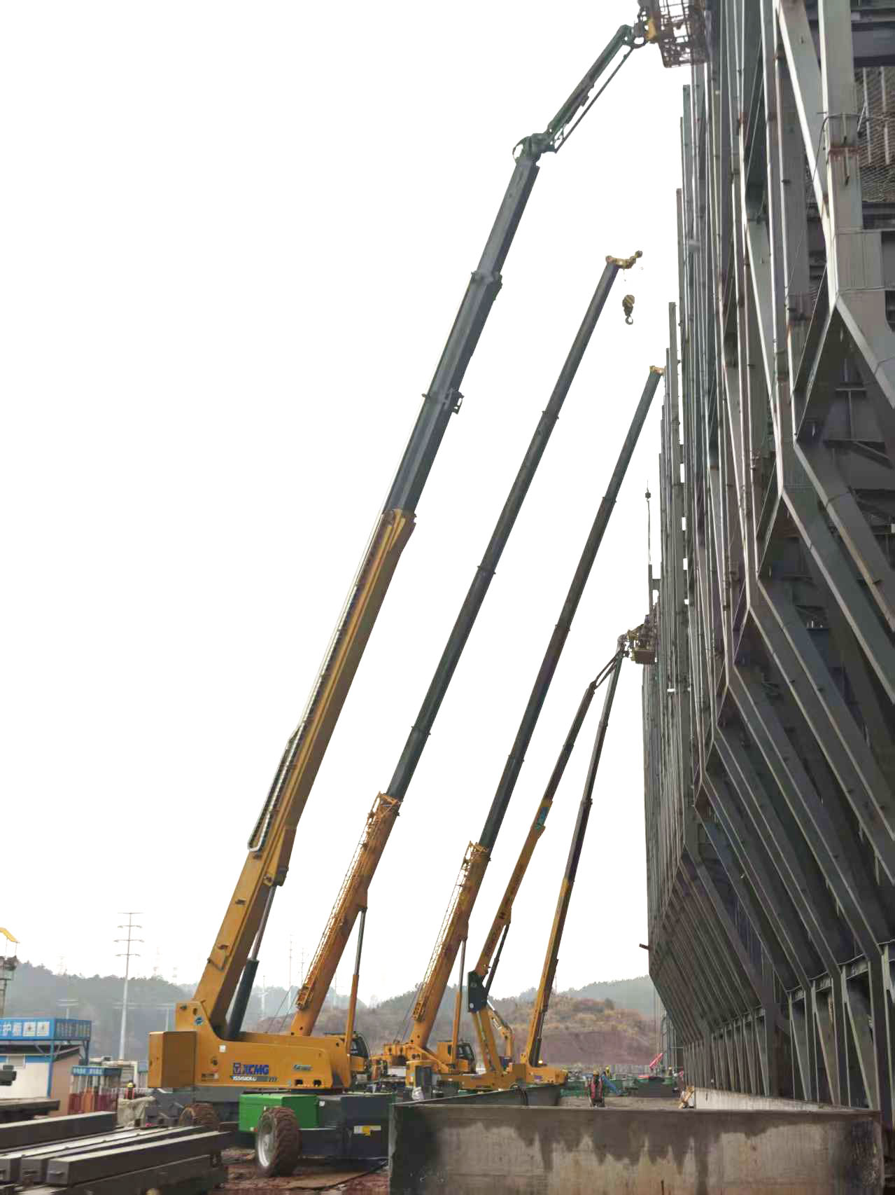 高空协同显实力｜jbo竞博装备助阵银联黄山园区，外立面施工提质增效